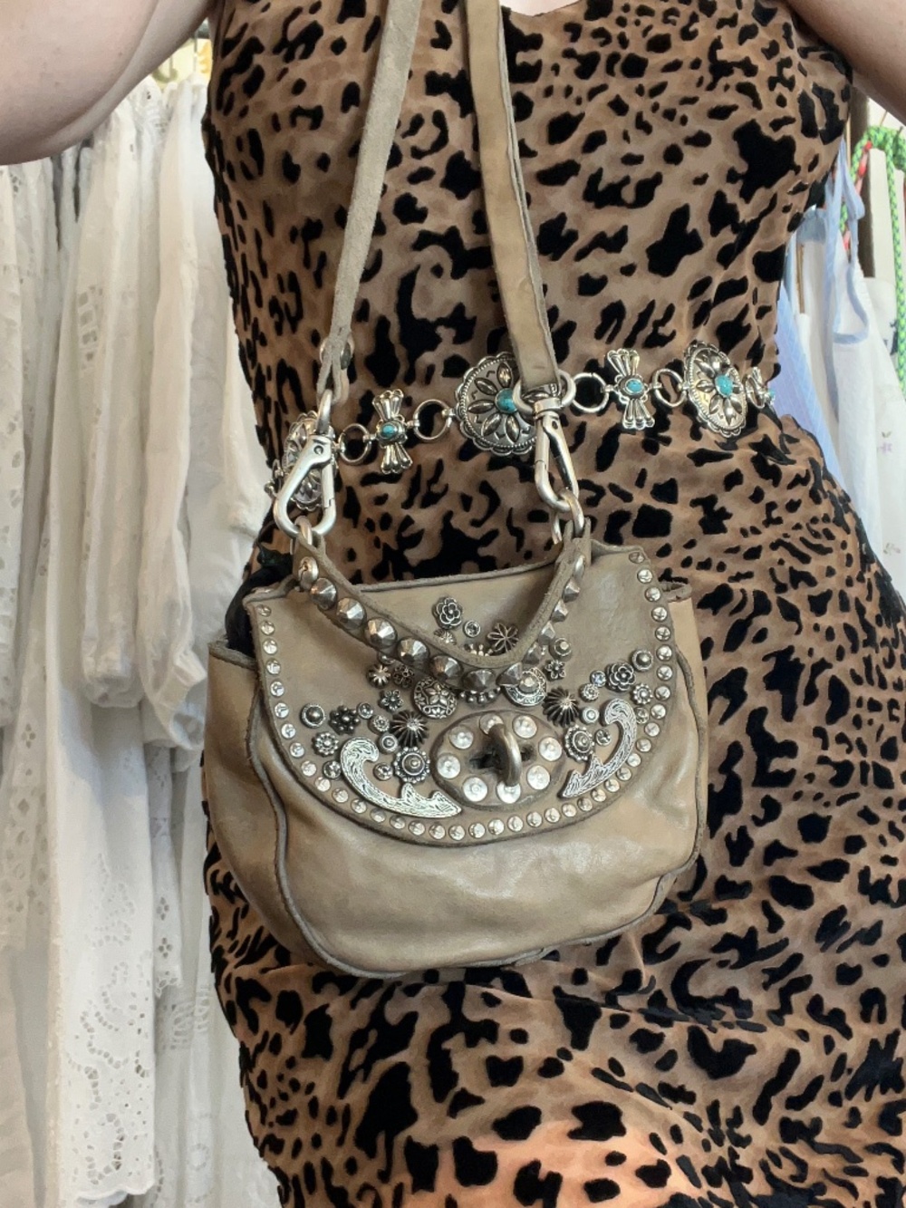Studded Campomaggi Purse in Ghiaccio